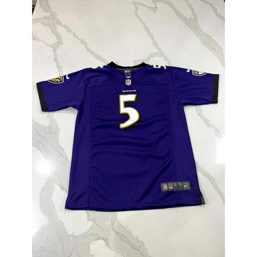 Baltimore Ravens On Field Jersey Boys Large Purple Joe Flacco #5 Nike Football